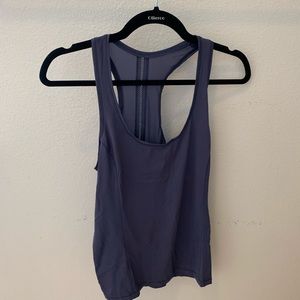Blue Lululemon tank with intricate back detail